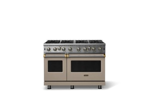 Viking - Pro 5 Series 6.1 Cu. Ft. Freestanding Open 8 Burner LP Gas Convection Range - Nantucket w. Brushed Brass - Nantucket