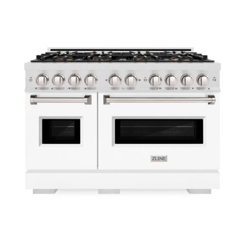 ZLINE - 48 in. 6.7 cu. ft. Classic Freestanding DuoPro Gas Range with Dual Ovens in Satin Stainless Steel & White Doors - White Matte