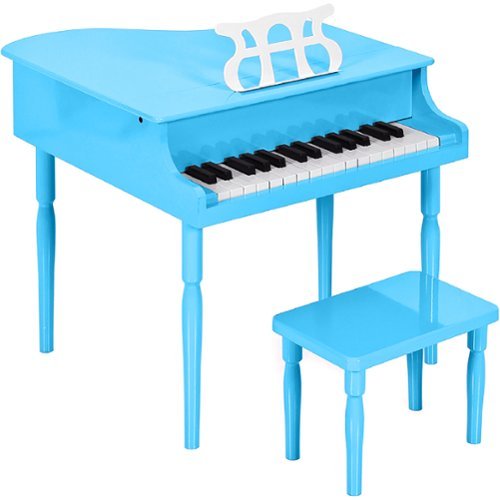 Best Choice Products - Kids Classic 30-Key Mini Piano w/ Lid, Bench, Folding Music Rack, Song Book, Stickers - Light Blue-Front_Standard 