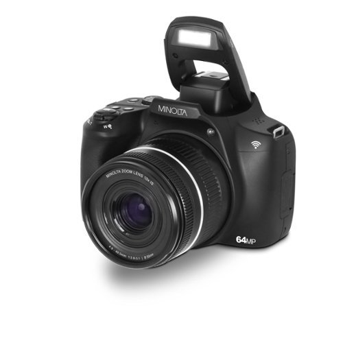 Minolta - 64 Mega Pixels Auto Focus Digital Camera with 10x Optical Zoom, 4K Ultra HD Video and Macro Shooting - Black-Front_Standard 