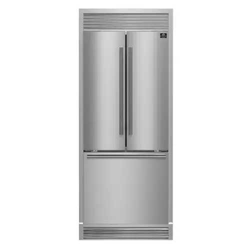 Front. Forno Appliances - Gallipoli 17.5 Cu. Ft. Freestanding French Door Refrigerator with Decorative Trim Grill - Stainless Steel.