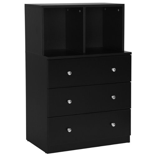 Gymax - 3 Drawer Dresser W/ Cubbies Storage Chest for Bedroom Living Room - Black-Front_Standard 