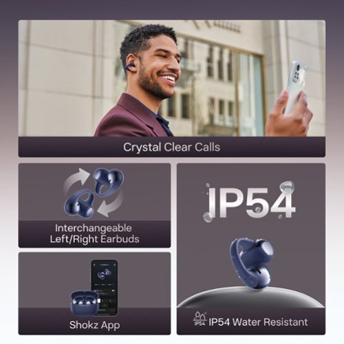 Shokz OpenDots ONE Open-Ear Clip-On True Wireless Bluetooth Earbuds - Navy Blue BUY IN MIDDLE EAST