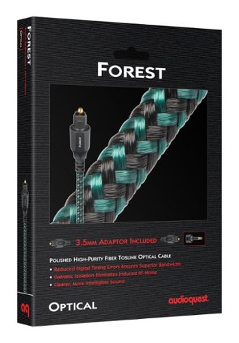 AudioQuest Forest Optical 4.9' Digital  Toslink Fiber-Optic Cable + Mini-Adaptor with Toslink to Toslink Connectors - Green on Black WORLDWIDE DELIVERY