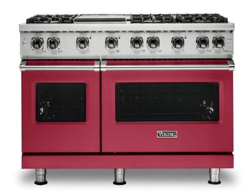 Viking - 6.1 Cu. Ft. 48"W. Professional 5 Series Freestanding Double Oven Gas Convection Range - Valentine