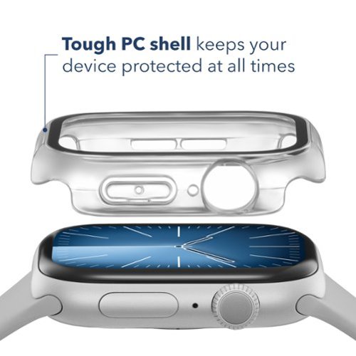 Insignia™ Bumper with Glass Screen Protector for Apple Watch 46mm - Black and Clear HOW TO BUY