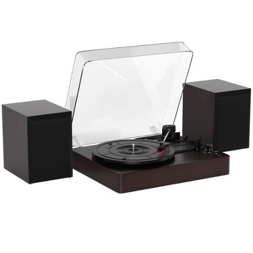 Topteng - Bluetooth 5.0 Split Turntable, 3-Speed, Dual Speakers, 7/10/12" Vinyl, Ruby Stylus, Retro Record Player - Natural wood color-Front_Standard 