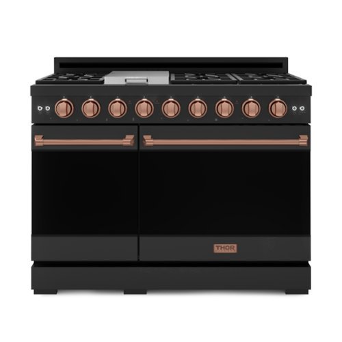 Gordon Ramsay Series by Thor Kitchen 6.8 Cu. Ft Freestanding Gas Range with Rose Gold Hardware - Black