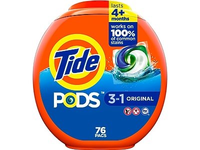 Tide - PODS HE Laundry Detergent Capsules, Coldwater Clean Original Scent, 57 oz., 76 Capsules/Pack (09165)