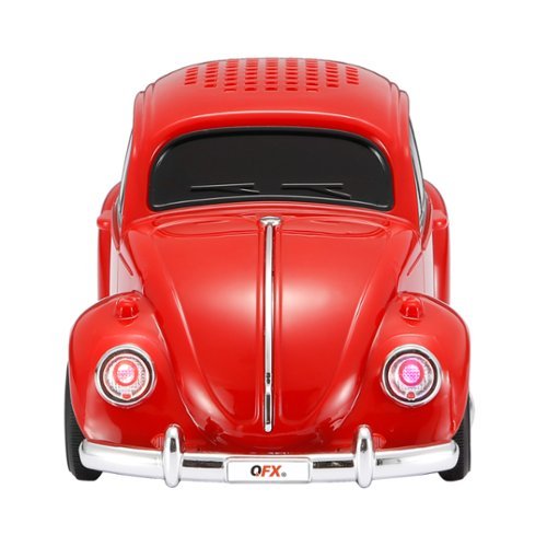QFX Retro Car Portable Bluetooth Speaker with Bass Radiator and LED Lights - Red WORLDWIDE DELIVERY