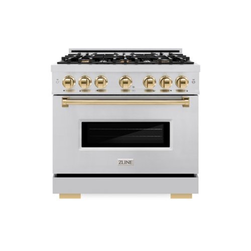ZLINE - Autograph 36" Classic Dual Fuel Range w/ 6 Burners & Polished Gold Accents (CDRZ-36-G) - Stainless Steel