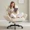 Dowinx - Cross Legged Office Chair with Pivoting Armrests,Criss Cross Chair with Footrest and Reclining Backrest - Beige-Front_Standard