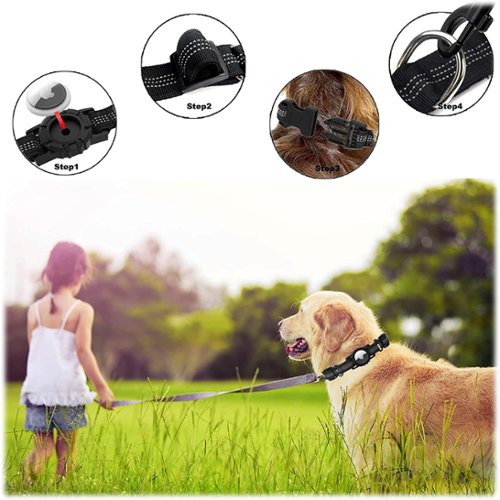SaharaCase Nylon Dog Standard Collar with Apple AirTag slot - 14-in to 20-in Neck - Black HOW TO BUY