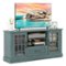 Costway - Farmhouse TV Stand for TVs up to 70" Entertainment Media Center Storage Cabinet - Teal Blue-Front_Standard