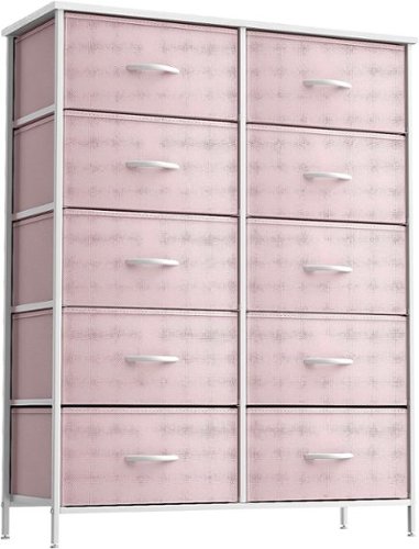 Sorbus - Dresser with 10 Drawers - Storage Unit Organizer Chest for Clothes - Bedroom, Room, Nursery, & Closet - Pink-Front_Standard 