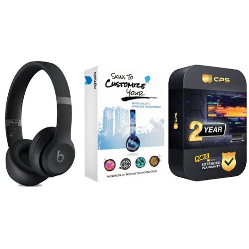 Beats - Solo 4 Bluetooth Wireless On-Ear Headphones with MightySkins Protective Skins and 2 Year Extended Warranty Bundle - Matte Black-Front_Standard 