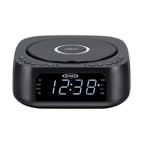 Jensen - JCR-375 Stereo Dual Alarm Clock with Top Loading CD/MP3 CD Player, Digital FM Digital Tuner and 2.1A USB Charging Port - Black-Front_Standard 