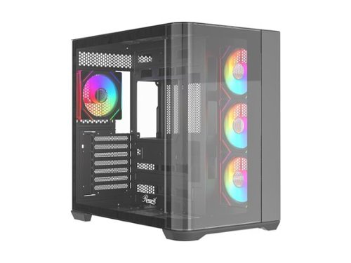 Rosewill - ACA503B ATX Mid-Tower Case, Curved Glass, 4x ARGB Fans, USB 3.0 & Type-C (Black) - Black-Front_Standard 