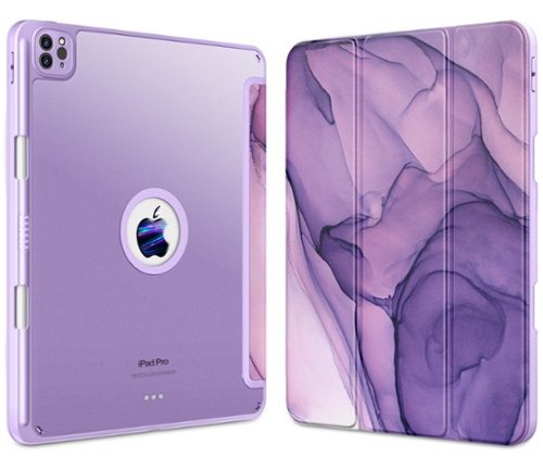 DTTO - Case​ for iPad Air 13" (M2/M3) and iPad Pro 12.9" (3rd/4th/5th/6th Gen) ,Smooth Matte Back,TPU Shockproof Frame - Purple Marble-Front_Standard 