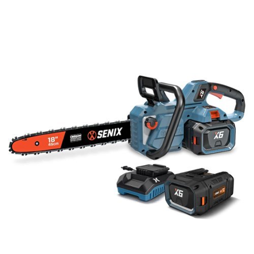 SENIX - X6 60V Max* 18" Cordless Chainsaw, Brushless (4.0 Ah Battery & Charger Included) - Blue-Front_Standard 