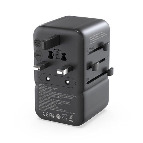 MINIX 85W GaN-III Universal Travel Adapter with 3-USB-C/2-USB-A, AC Outlet, US/UK/EU/AU Travel Charger for Laptops Phones - Black BUY ONLINE
