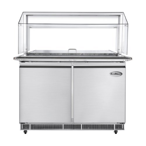 Koolmore - 48 in. Refrigerated Prep Station with Sneeze Guard and Buffet Slide, 9-Pan Capacity (Not Included) Adjustable Shelves - Stainless Steel-Front_Standard 