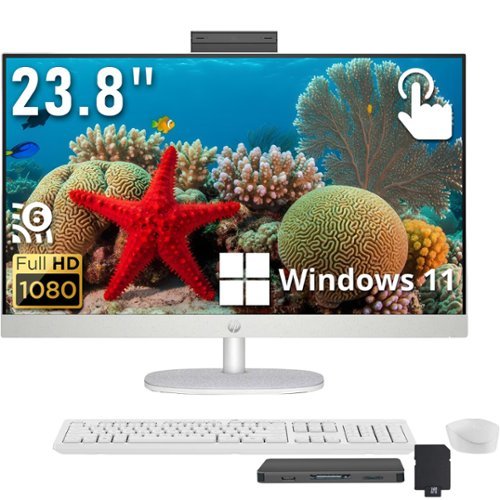 HP - 23.8" FHD Touch All-in-One Desktop,Intel i5-1334U,8GB RAM,512GB SSD+160GB Dock Set,UHD Graphics,Win 11 - White-Front_Standard 