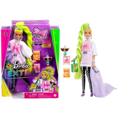 Barbie Extra Doll and Pet with Neon Green Hair INTERNATIONAL SHIPPING