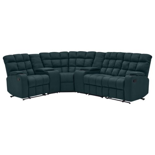 ProLounger - Skarn Microfiber 6 Piece Wall Hugger Modular Reclining Sectional With Power Storage Consoles - Deep Blue-Front_Standard 