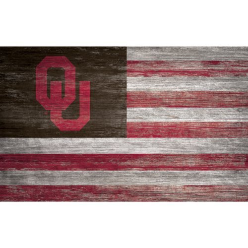 Fan Creations - Oklahoma Sooners 11'' x 19'' Distressed Flag Sign - Multicolor-Front_Standard 