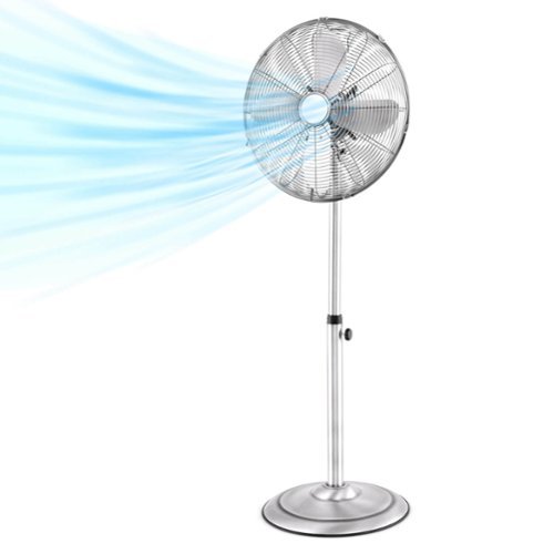 Costway - 16" Standing Pedestal Fan with 3 Speed Settings Carrying Handle Aluminum Blades - Silver-Front_Standard 