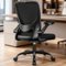 KERDOM - Colorful Mesh Ergonomic Office Chair with Adjustable Lumbar Support & Height, Swivel Desk Chair with Flip-up Arms, Tilt - Black-Front_Standard