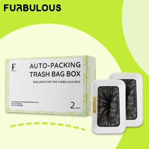 2 Pack Trash Bag Box for Furbulous Cat Litter Box, 20-Time Automatic Packing Sealing Refilling Eco-Friendly Material - White