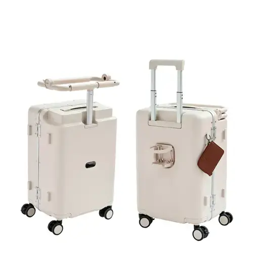 Front. Circus Cirle - 20-inch lightweight carry-on suitcase - Milk coffee color.