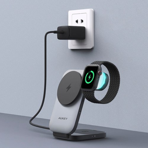 Aukey LC-MC312 MagFusion 3-in-1 Foldable Magnetic Wireless Charger (Qi 2.0, 30W,  Charging Plug) - Grey HOW TO BUY