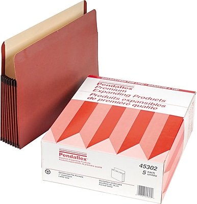 Oxford - Premium Heavy Duty Reinforced File Pocket, 7" Expansion, Letter Size, 5/Box (PFX45302) - Redrope