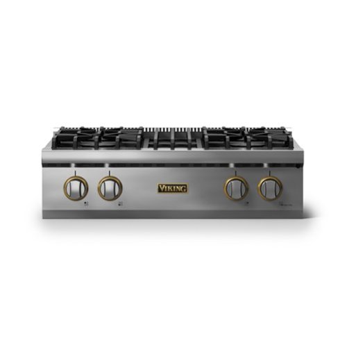 Viking - 30"W. Pro5S 4 Burner Built-in Gas Sealed Burner Rangetop-Stainless Steel/Brushed Brass - Stainless Steel