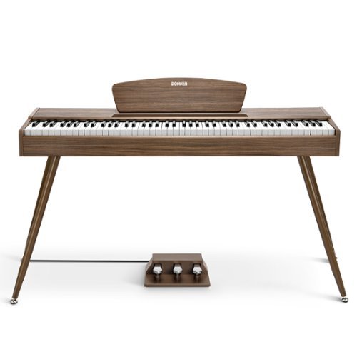 Donner music - Donner DDP-80 Wooden Beginner 88 Key Weighted Upright Digital Piano Color - Walnut-Front_Standard 