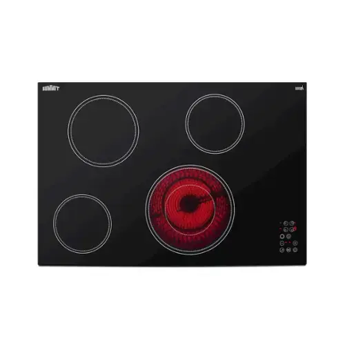 Front. SUMMIT - 30" Wide 208-240V 4-Burner Radiant Cooktop - Black.