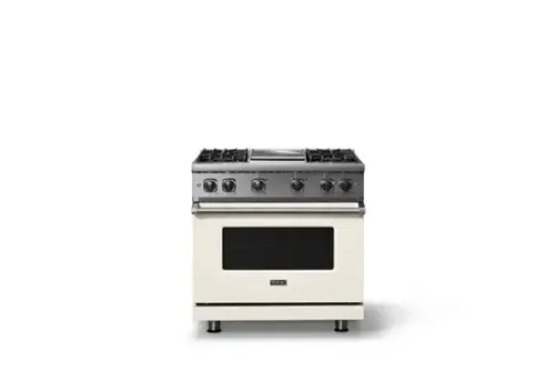 Front. Viking - 5.1 Cu. Ft. 36"W Freestanding LP Gas Sealed 4 Burner Range with Griddle - Pure White.