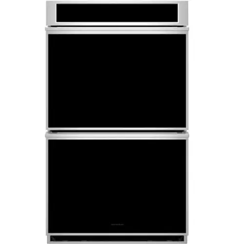 Front. Monogram - Minimalist 30" Smart Built-In Double Electric Convection Wall Oven with No PreHeat Air Fry and Digital Recipe Box - Stainless Steel.