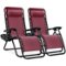 Best Choice Products - Set of 2 Zero Gravity Lounge Chair Recliners for Patio, Pool w/ Cup Holder Tray - Burgundy-Front_Standard