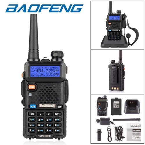 Winado - Baofeng UV-5R Dual Band UHF/VHF Radio RF FM Ham 2 Way Radio Walkie Talkie - Black-Front_Standard 