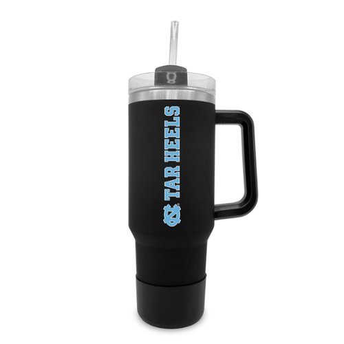 The Fanatic Group - North Carolina Tar Heels 40oz. Stainless Tumbler with Handle & Removable Straw - Black-Front_Standard 