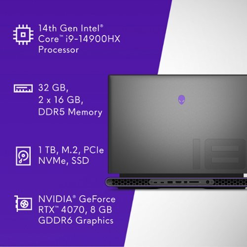 Alienware m18 R2 18 165Hz Gaming Laptop QHD - Intel Core 14th Gen i9 with 32GB RAM - NVIDIA GeForce RTX 4070 - 1TB SSD - Dark Metallic Moon BUY IN EUROPE