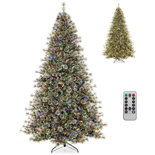 Gymax - 9 FT Artificial Christmas Tree w/ 360° Quick Power Connector 1714 Pine Needles - Green-Front_Standard 