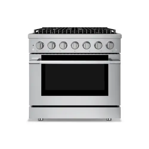 Front. Hauslane - HausPro 36 in. 6 Burners (20,000 BTU) Freestanding Dual Fuel Range in Stainless Steel with Convection Oven Silver - Stainless Steel.