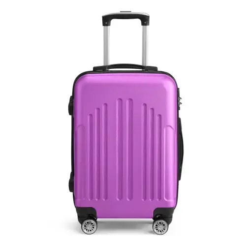 Front. Winado - 20" Airline Approved Small Trolley Case ABS Hardside Suitcase with Double Spinner Wheels & TSA Lock for Travel Business - Purple.
