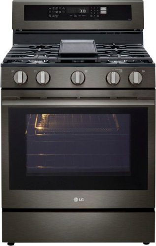 LG - 6.3 Cu. Ft. Freestanding Gas True Convection Smart Range with EasyClean, Air Fry and Premium Handle - Black Stainless Steel-Front_Standard 