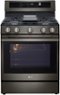 LG - 6.3 Cu. Ft. Freestanding Gas True Convection Smart Range with EasyClean, Air Fry and Premium Handle - Black Stainless Steel-Front_Standard